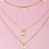 3st Set Women Halsband Set Charm Butterfly Tassel Pendant CLAVICLE CHAIN ​​Multilayer Gold Necklace Classic Dance Party Jewelry290n