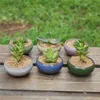 Pratiche mini fioriere traspiranti in vaso da giardino rotondo in ceramica per vaso da fiori per piante grasse da tavolo domestico