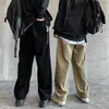 Męskie spodnie jesień bawełna sztruks moda retro dziura patch prosty mężczyzna streetwear luźne hip-hop plisowane spodnie męskie