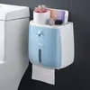 Toilet Paper Holder Plastic Bathroom Double Tissue Box Wall Mounted Shelf Storage Box Restroom Dispenser Home Accessories T200425