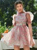 Floral Puff Sleeve Organza Dress SHE