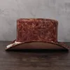 3 wielkość skórzana skórzana czapka prysznic Fedora magiczna płaska steampunk cosplay cosplay wieprzowe czapki imprezowe upuszczenie 13 cm1