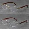 Wholesale Factory Direct Sale Eye Glasses Unisex Frames For Women Wood Reading Eyeglasses 3524012 High quality Rimless Optica Lens 18K Gold Silver Eyewear Size:57