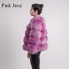 Pink Java QC8081 Nouveau modèle Femmes Manteau de fourrure de renard réel Manches longues Tenue de fourrure de mode d'hiver de haute qualité 201212