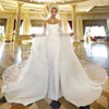 Lente Afrikaanse zeemeermin bruiloft dressing met afneembare trein kant volledige mouw applicaties bruidsjurken vestidos de novia