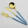 30Pcs Gold Cutlery 18/10 Stainless Steel Dinnerware Knife Dessert Fork Spoon Dinner Silverware Kitchen Tableware Set 201116