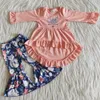 New design baby girls clothes sets fox vinyl print kids clothes fall hilow tunic bell bottom pants sets 2pcs toddler children clo3082435