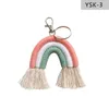 Weaving Rainbow Keychains for Women Tassel Macrame Keyrings Key Holder Jewelry255v