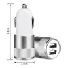 Metal Dual USB Port Car Phone Charger Universal 2.1 A Led Fast Charging Adapter For iP 6 7 8 Samsung Tablet