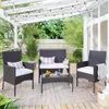 TOPMAX 4 PC Outdoor Garden Rattan Patio Furniture Set Cushioned Seat Wicker Sofa sets US stock a04 a16