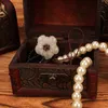 Small Wood Handmade Lock Box Storage Organizer Jewelry Bracelet Pearl Case Gift Random Style Wooden Treasure Chest