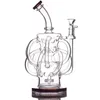 Yaratıcı Cam Su Bongs Dab Rig Nargile Süper Vortex Recycler Kuleleri 12 Tüp Su Borusu 14mm Ortak Yağ Kuleleri Heady Bowl ile Bongs