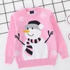 Christmas Clothes Knit Autumn Winter Korean Red Snowman Pullover Sweater Baby Boys Girls Children's Clothing 210521