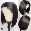 Ishow Straight 2*6 Swiss Lace Front Wigs Short Bob Wig Virgin Human Hair wigs Brazilian Indian Peruvian for Women All Ages 8-14inch Natural Color