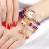 2019 Nowe kobiety w kolorze bransoletki zegarek damski Wodoodporny ametyst Garnet Czerwony Agat kwarcowy zegarek T200420