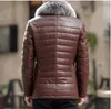 Giacca da uomo in piumino di pelle di piumino collo di pelliccia spessa inverno caldo abbigliamento XY-003 201210