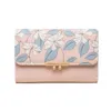 Short Wallet Women PU Floral Prints 3Foldable Multifunctional Credit Card Holder Mix Color