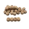 12mm Carré Cube Hêtre Bois Perles Laser Sculpture Lettre Perles Pour DIY Artisanat Colliers En Bois Bijoux Anneau De Dentition Accessoires M2885