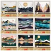 Krajobraz Malarstwo Mobelin Poliestr Scenic Tło Tapestry Art Wall Wiszące Decor Craft Beach Ręcznik Wiszący Tkaniny Dostosowane Vtky2343