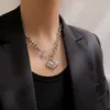 Punk Hip Hop acier inoxydable coeur pendentif collier pour hommes femmes minimaliste décontracté cubain chaîne fermoir à bascule Chokers amour