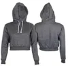 2022 Volledige Hoodie Jassen Zwarte Herfst Nieuwe Korte Casual Kleding Dames Dameskleding Tops Plain Crop Top Hooded