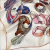 Silk Neck Scarf Foulard Satin Scarf Female Silk Head Scarves For Ladies Retro Hand Sewn Edges Scarf 90 Print Foulard Luxe Curling