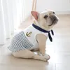 Gestreepte huisdierkleding marine stijl huisdieren kleding katoen puppy outfit kostuum zachte Franse bulldog voor jas ropa perro t200710