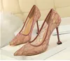 2020 new women's fashion dress shoes office lady's casual thin heels lace pumps girls sexy dinner high heel shoes red white size 35-40 #P62