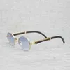 Lyxdesigner mode solglasögon 20% rabatt på vintage svart vit buffel horn män naturlig trä klar ram för kvinnor utomhus glasögon runda glasögon