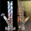 밤에 좋은 두꺼운 유리 glow dab rig 맑은 물 담뱃대 14mm 그릇 흡연 파이프 멋진 키 큰 7mm 두께 슈퍼 슈퍼 클리닝 쉽게 쉽게 보이는 깨끗한