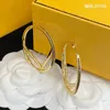 2022 女性フープイヤリングダイヤモンドフープファッションレディースサークルゴールドシルバーイヤリングジュエリー高級デザイナー F イヤリングレタースタッドボックス付き
