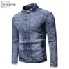 SiteWeie Autumn and Winter Solid Color Plus Velvet Stand Neck Coat for Men Thicken Denim Jacket Men kläder Jeans Coat L482 201104