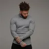 Men Casual Turtleneck Pullovers Autumn Winter Fashion Thin Sweater Solid Slim Fit Knited Long Sleeve Knitwear