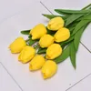 Multicolor Tulips Artificial Flowers Arrangement Wedding Bouquets Real Feel PU Tulips for Home Room Office Party Wedding Decoration