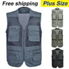 Men's Vests Wholesale- BFDADI Mesh Vest Jacket 2021 Arrival Plus Size Male Casual Multi-pocket Film L-4XL1