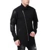 Męskie Kurtki Mężczyźni Płaszcz Moda Solid Color Collar Slim Fit Leather Trykot Sweter Kurtka Patchwork