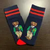 Polo Bear Sock 2-pak kreskówka mody urocze skarpetki harajuku kobiety rozciągają bawełniane skarpetki z kostką skokową Skatebord kostkę F248W