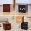 Cubo in legno Led Slow Orologio Audio Temperatura Controllo LED Display Electronic Desktop Digital Orologi Digital Despertador 201222