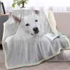 Dog Throw Blanket on Bed Sofa 3D Animal Sherpa Fleece White Pet Bedspreads Fur Printed Thin Quilt Drop Ship Y200417