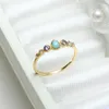 Lamoon 925 Srebrny pierścień dla kobiet wzór morza Larimar Tanzanite White Topaz Krebria Gold Gold Gemat Biżuteria LMRI144 2011220B