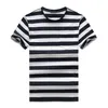 2021 new high-quality pure cotton new round neck striped short-sleeved T-shirt short-sleeved men's T-shirt casual sports men's T-shirt large