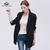 Bella Philosophy Automne Hiver Femmes Manches complètes Casual Blazer Dames Plus Taille Outwears Simple Boutonnage Long Blazer Veste 201023