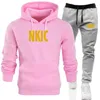 2022 Roupas Masculinas Homens Tracksuits Conjuntos Carta de Marca Impressão Hoodie Set Fleece Suéter Casual Esporte Sweatpants Mens Plus Size S-3XL