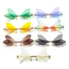 Chegada Nova Especial Dragonfly Design Óculos de sol Originalidade Moda aro Homens e Mulheres Óculos Com bonitas Lentes Vivencionistas Asas