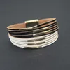 women leather multi layer wrap bracelet gold magnetic buckle woman bracelets bangle cuff fashion jewelry will and sandy gift