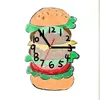 Orologio da parete divertente Camera da letto per bambini Orologio da parete creativo per cartoni animati Soggiorno Moderno Hamburger silenzioso personalizzato Reloj Pared Decor HX50WC H1230