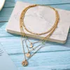 Bohemian Moon Circle Map Pendant Halsband för kvinnor Mode Multilayer Chain Halsband Geometrisk Collier Collares 2020 Ny