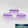 2 g lila leere Creme-Kosmetikflaschen mit Schraubverschluss, Probe-Lippenbalsam-Glas, kleines Display, PS-Behälter, 2 g Kunststoff-Cremegläser