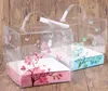 15x15x15 cm Rosa Kunststoffkiste mit Griff Transparente PVC Kuchenboxen Hochzeit Gefälligkeiten und Geschenke Papier Candy Box 100 stücke