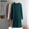 SUPER THICK needle oversize autumn winter Long sweater dress women chic hooded sweater dress female casual straight dress T200319